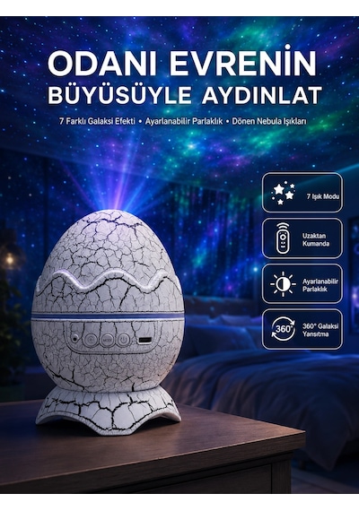 Gece Lambası Yumurta Işık Speaker Yeni Nesil Dinozor Yumurtası Görünümlü Antrasit Melanj
