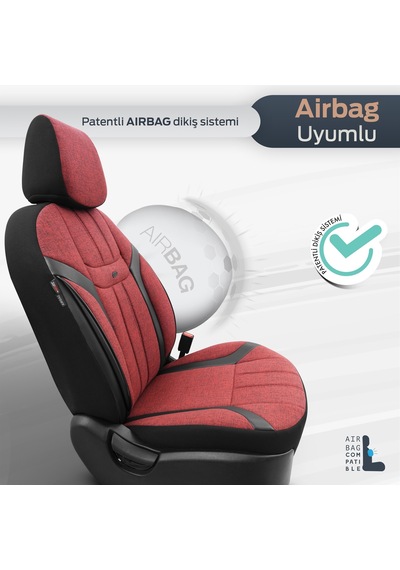 Swan Design Yüksek Kalite Keten Noktalı Deri Detaylı Ekstra Destekli Universal Oto Koltuk Kılıfı Tam Set