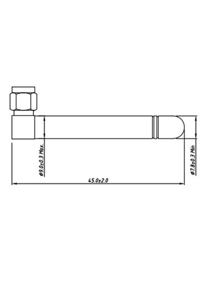 45mm 2dbi 2.4 - 2.5 Ghz Sma Erkek 90 Derece Wi-fi Anten