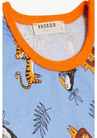 Breeze Girls & Boys Erkek Bebek Pijama Takımı Hayvanlar Alemi Temalı 9 Ay-3 Yaş, Mavi-mavi Mavi