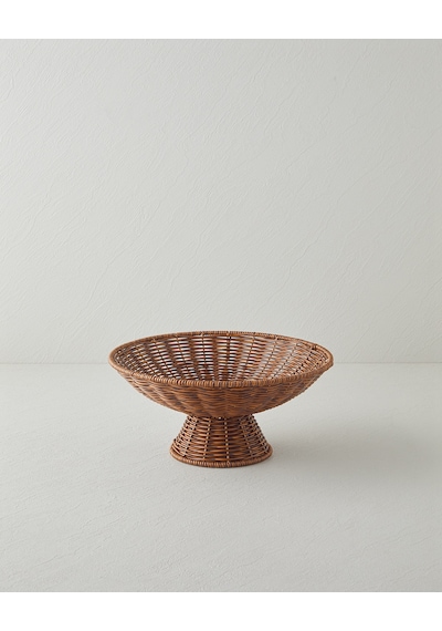 Boho Plastik Rattan Sunumluk 29x29x13 Cm Kahverengi