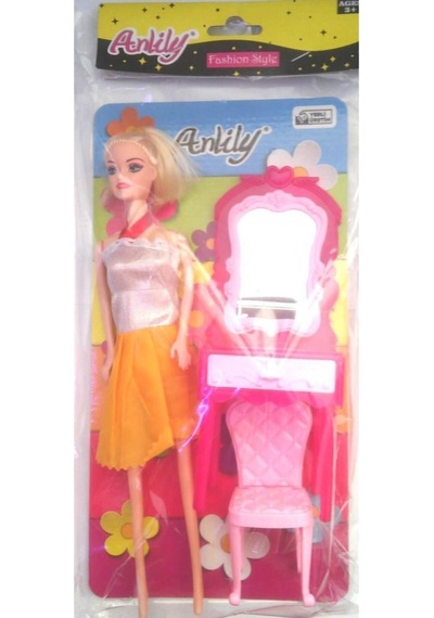 Oydaş Oyuncak Anlily Fashion Style Oyuncak Makyaj Masası Aynalı Koltuklu Kız Bebek