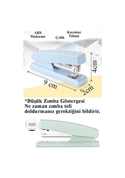 Açık Mavi Zımba Makinesi 24/6 1 Adet Fixpoint P-4529 Pastel Renkler Büyük Zımba Makinası Ve Teli 15 20 Sayfa Ofis Büro
