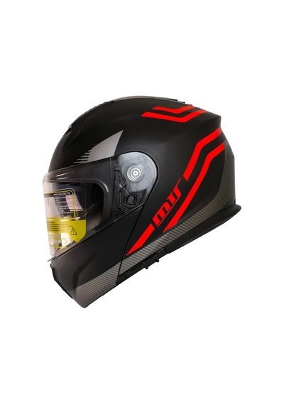 Mts 966 WX20 Red Çene Açılır Kask Kırmızı - Mat Siyah