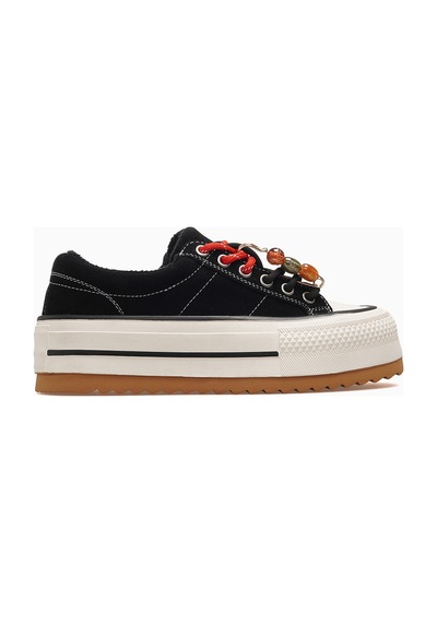 Guja Kadın Bağcık Aksesuarlı Günlük Sneaker Ayakkabı 26k 26k366-1 Siyah
