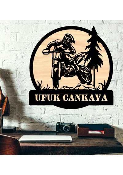 Kişiye Özel Motocross Motorsiklet Temalı Ahşap Duvar Tablo