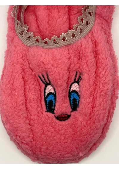 Ozzy Socks Kadın Pembe Yüz Desenli Uyku Patik Çorap 3'lü Paket Pembe