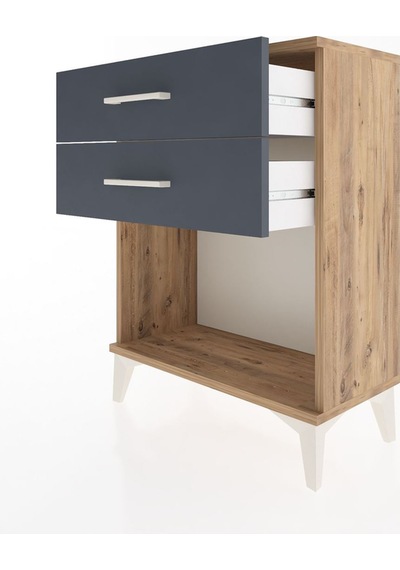 Arges Komodin 4 Çekmeceli 60x30x80 Çam-antrasit Çam