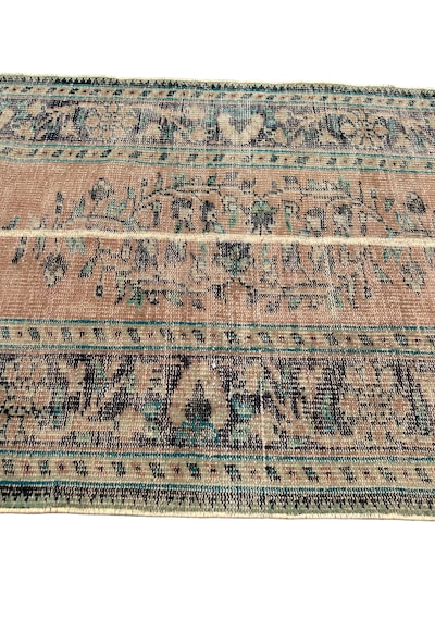 Patchwork Eskitme Halı 90x280 Turuncu %100 Yün Vintage Yolluk Turuncu