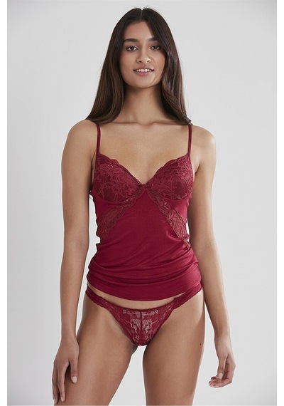 Pierre Cardin 356 Kadın İp Askılı Atlet Külot Takım-bordo Bordo