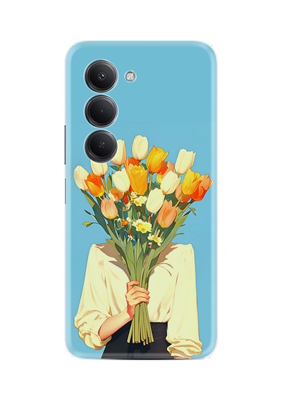 Xiaomi Redmi 15 Kılıf Limited Resimli Lale Buketiyle Kapatan Kadın 225