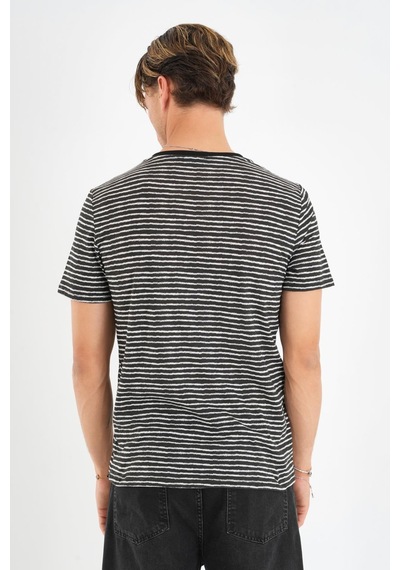Alexander Gardi Alexandergardı V Yaka Çizgili T-shirt Siyah-Beyaz
