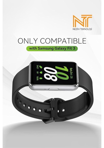 Samsung Galaxy Fit 3 Uyumlu Sport Yumuşak Jel Silikon Kordon, Siyah