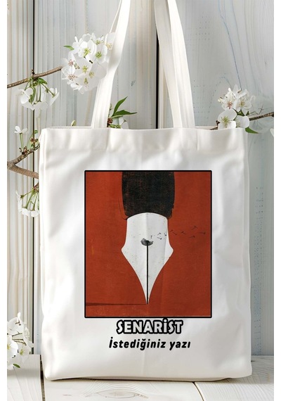 Art Hediye Senarist Baskılı Bez Omuz Çantası Kişiye Özel Model 6 Çok Renkli