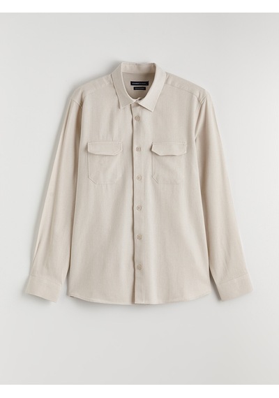 Lcwaıkıkı Classic Bej Regular Fit Keten Karışım Erkek Gömlek