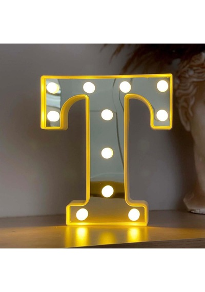 Dekoratif Led Işıklı 3d T Harfi Büyük Boy Organizasyon Doğum Günü