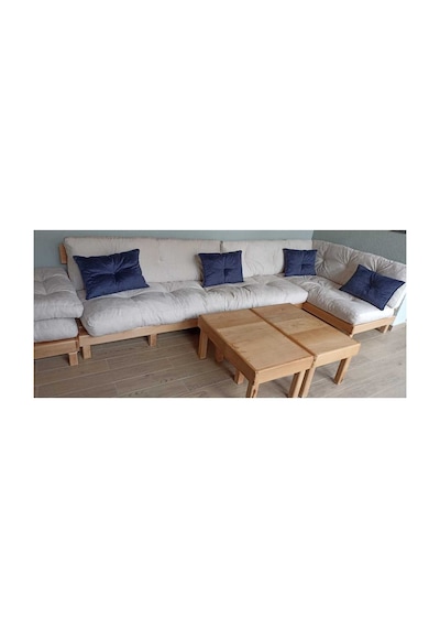Dış Mekan Palet Minderi Seti Takımı Krem 120x80 120x40 Rmskrem Bej