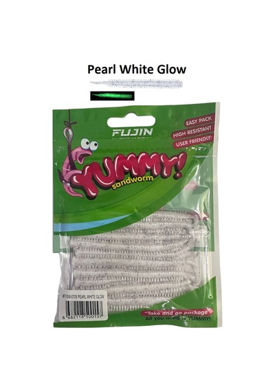 Fujin Yummy Sandworm 7cm Lrf Silikonu 20'li Pearl White Glow