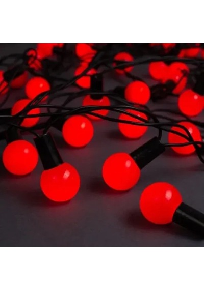 Kırmızı Mini Top Işık 5m 28 Led Fişli Siyah Kablo Diğer