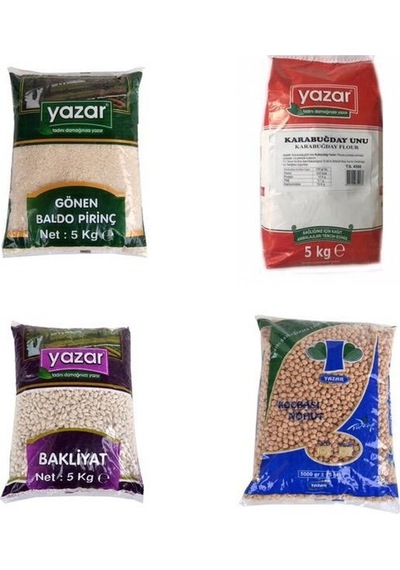 Yazar Gönen Baldo Pirinç 5 KG +  Karabuğday Unu 5 KG + Fasulye 5 KG + Nohut 5 KG