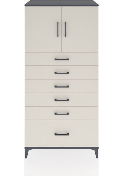 Hyperion Dolap Tek Raflı 6 Çekmeceli 2 Kapaklı 88x44x182 Antr... Antrasit