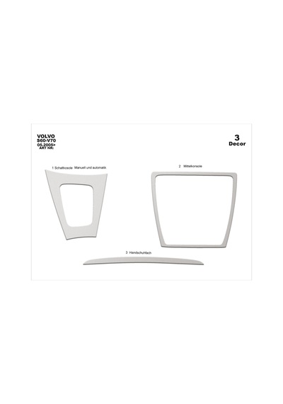 Volvo S60 / V70 Uyumlu Torpido Kaplama 2005- 2009 3 Parça Alüminyum