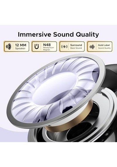 Hitune S3 Kablosuz Kulaklık, Bluetooth 5.4, Açık Spor Kulaklık, Klipsli Ve Gürültü Önleyici Enc, 30 Saat Çalma, Hızlı Şarj, Usb-c, Hi-fi, Ipx5 Su Geçirmez, Siyah