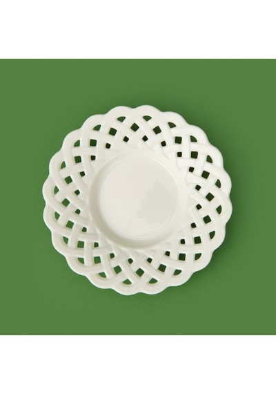 Paçii Dantel Motifli Porselen Çay Tabağı - Beyaz Renkli