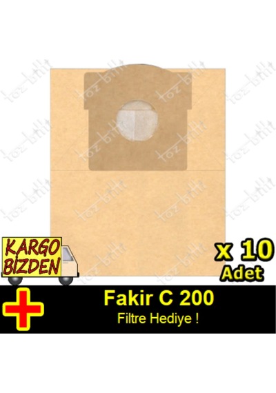 Fakir C 200 Kağıt Toz Torbası, 10 Adet