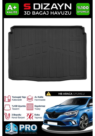S-dizayn Renault Megane 4 Hb 3d Pro Bagaj Havuzu 2016 Üzeri A+ Kalite