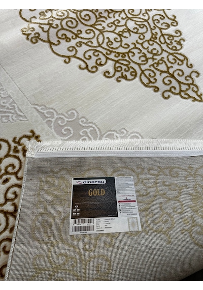 Gold Halı Salon, Oturma, Yatak Odası Halısı Desen Kodu Gd001-060 Altın Sarısı - Krem