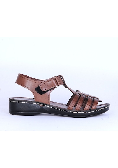 Moda Ayakkabı 185 Polero Kadın Yazlık Sandalet Kahverengi