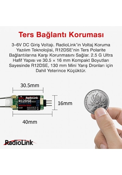 Radiolink R12dse Mini 12 Kanal Uzaktan Kumanda Alıcısı Telemetry Receiver W/ppm+s-bus At9&at9s&at10&at10ıı İle Uyumludur