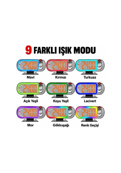 Rgb Işıklı Projeksiyonlu Dijital Alarm Saat 17 Modlu Led Ekranlı Çalar Saat Diğer