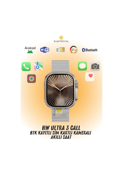 Wearfitpro Hw Ultra 3 Call Btk Sim Kartlı Kameralı Yapay Zeka Android Amoled Ekran Akıllı Saat