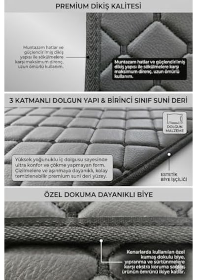 Araba Koltuk Arkası Koruyucu Düzenleyici Organizer Siyah Tekli - Tablet Bölmeli, Kapitoneli