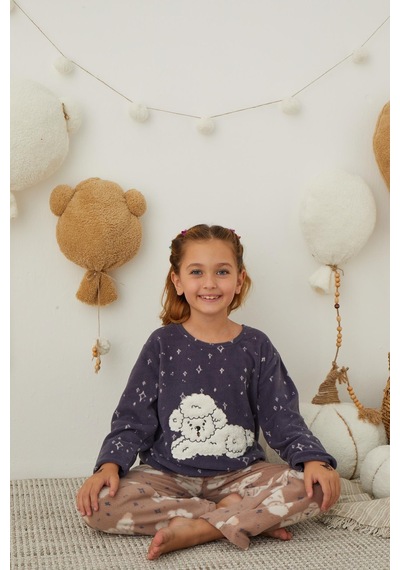 Kız Çocuk Welsoft Polar Pijama Takımı 42006 Lacıvert