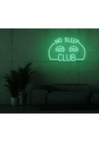 No Sleep Club Yazılı Ve Şekilli Neon Tabela Yeşil