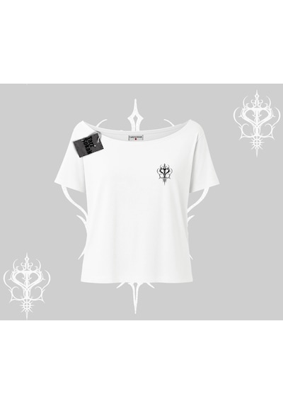 Tarzsokak Gothic Cat Made İn Hell Baskılı Sweatshirt Kayık Yaka Tshirt Beyaz