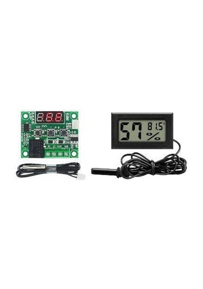 Kuluçka Makinesi Seti - 2 Parça - W1209 Termostat 12v - Isı Nem Ölçer -4927