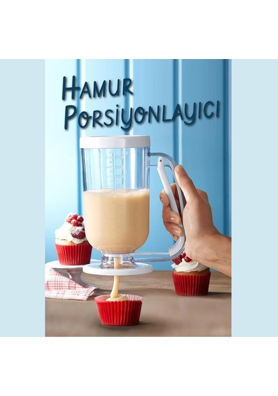 Hamur Porsiyonlayıcı 900ml, Pankek Ve Kek Hamuru Dağıtıcı, Damlatmaz Mekanizma, Ölçekli Şeffaf Gövde, Bulaşık Makinesinde Yıkanabilir