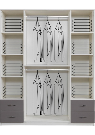 Bella 4 Kapılı Gardırop Aynalı Çekmeceli 170x55x210