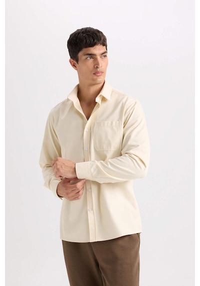 DeFacto Regular Fit Polo Yaka Gabardin Uzun Kollu Gömlek D4934AX24AUBG760 DeFacto Regular Fit Polo Yaka Gabardin Uzun Kollu Gömlek D4934AX24AUBG760
