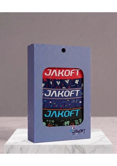 Jakoft Classic Pamuklu Erkek Boxer 3'lü Paket Desenli