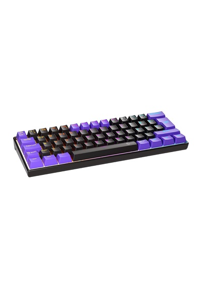 Gk601 Pro Üç Modlu 62 Tuşlu Red Switch Hot Swap Mekanik Oyuncu Klavyesi Siyah Mor