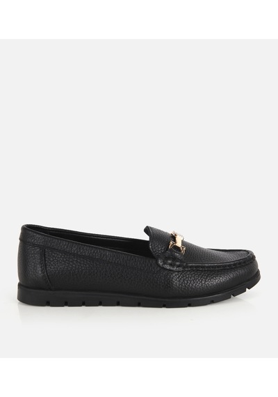 Hotiç Kadın Deri Siyah Gold Toka Detaylı Comfort Günlük Loafer 01ayh328770a100 01ayh328770a100