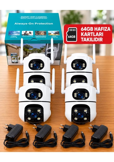 İcsee Set 8 Kameralı 4 Sabit+4 Hareketli Akıllı Güvenlik Kamera Seti 64gb Hafıza Kartlı