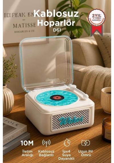 Özel Üretim Taşınabilir Görünümlü Bluetooth Hoparlör D61 Beyaz
