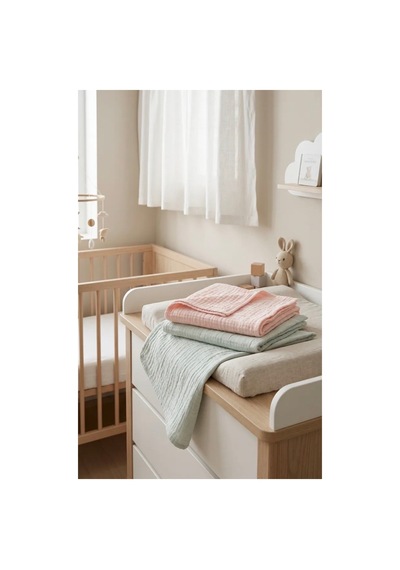 2 Li Paket 4 Katlı Müslin Bebek Battaniyesi 85x85 Cm - Bebek Örtüsü & Yeni Doğan Kundak - Somon& Yeşil - 911149327 Yeşil