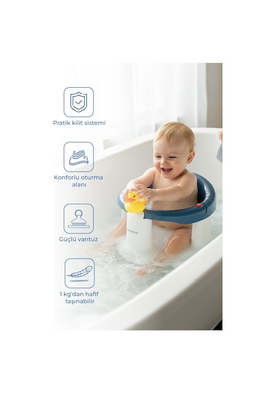 Babyjem Önden Açılır Banyo & Mama Oturağı İndigo Mavi